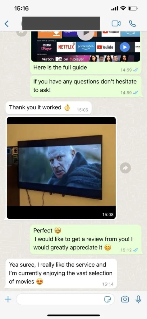 WhatsApp client chat feedback experience screenshot 1